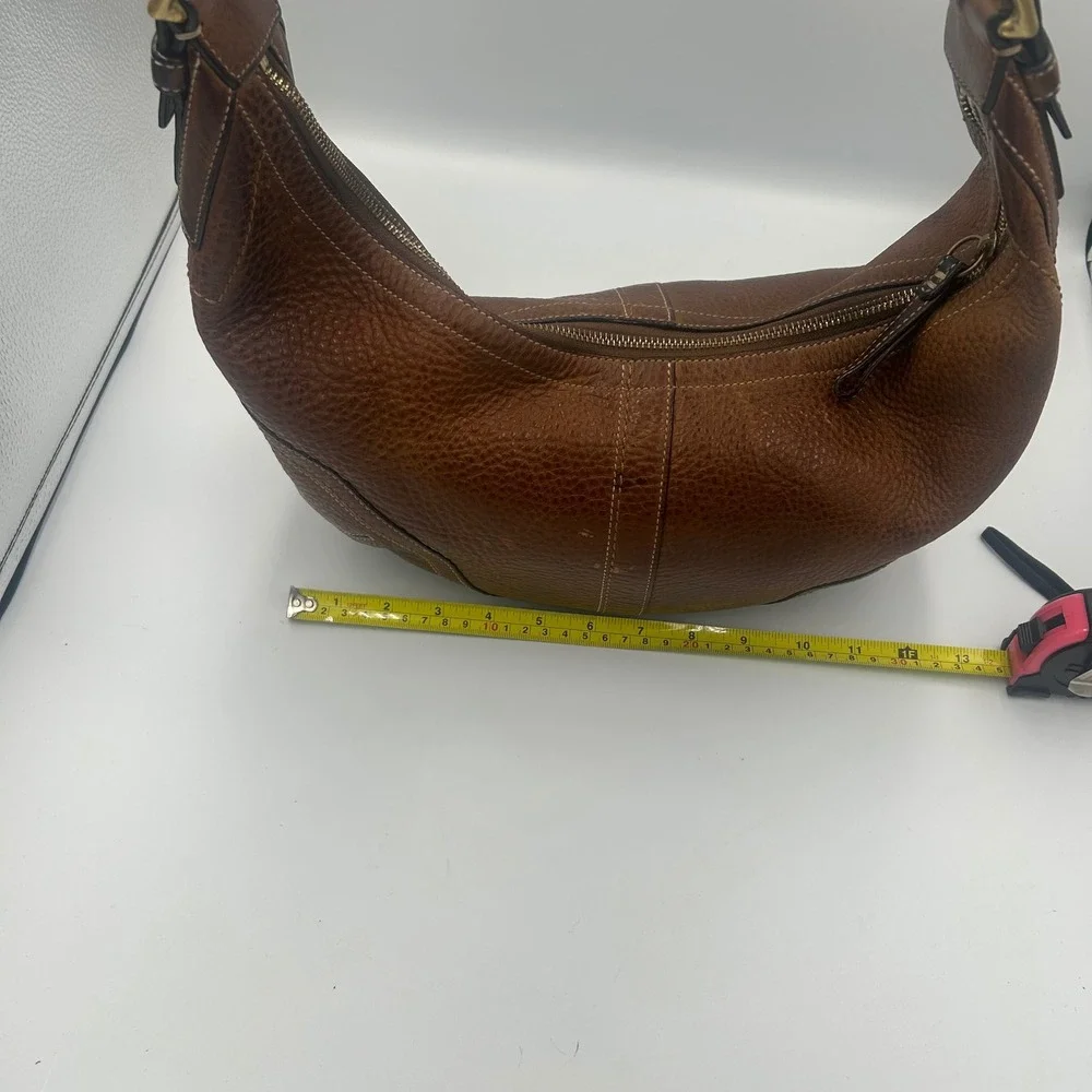 Coach 10044 Soho Hobo Bag Brown Pebbled Leather Braided Strap Y2K